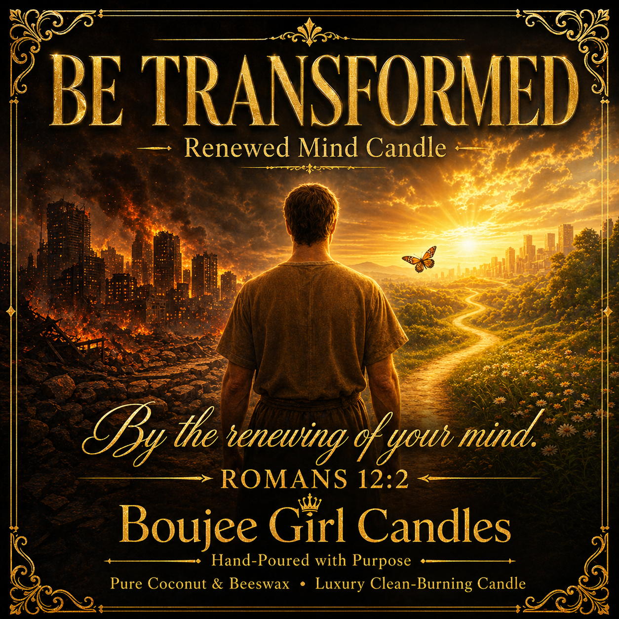 Be Transformed Romans 12:2 Scripture Candle | 12 oz Coconut + Beeswax