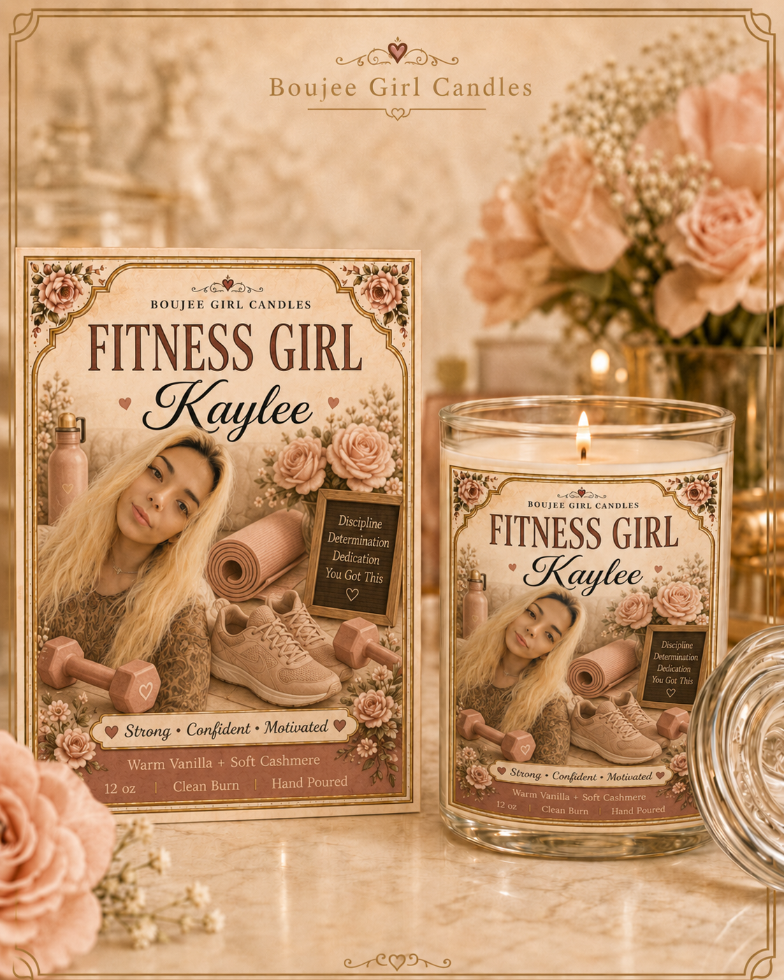 Personalized Photo Candle | Custom Name Candle | Career, Hobby, or Theme Candle Made From Your Headshot | Boujee Girl Candle