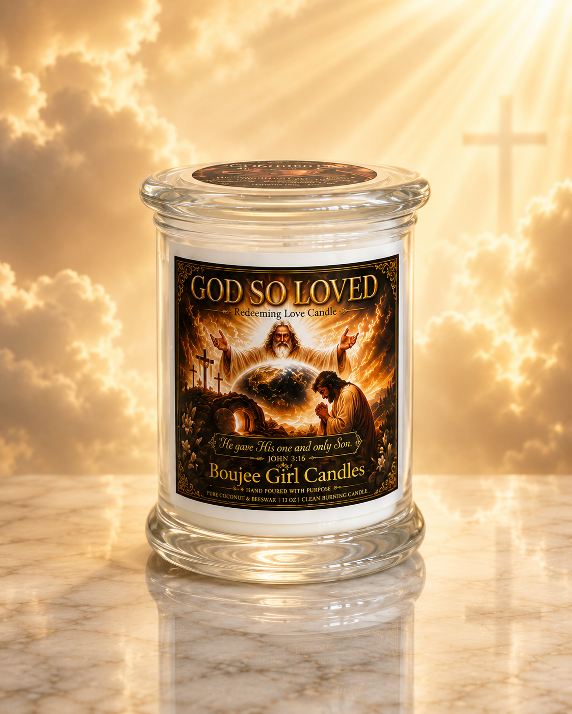 God So Loved John 3:16 Scripture Candle | 12 oz Coconut + Beeswax