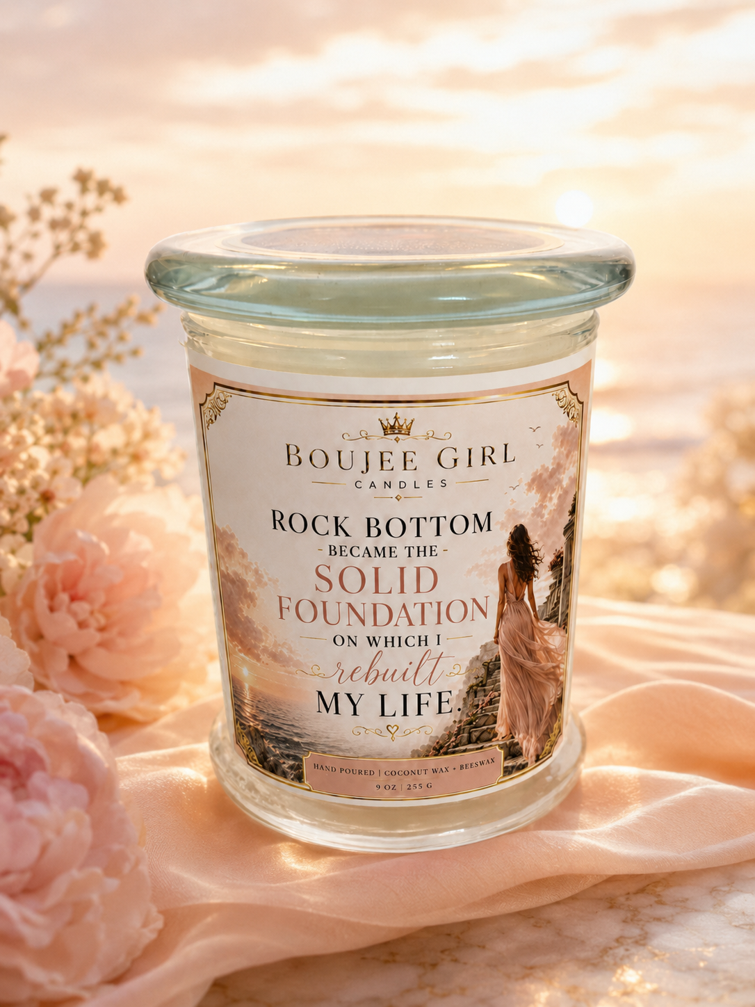 Rock Bottom, Solid Foundation Candle | 12 oz Coconut + Beeswax