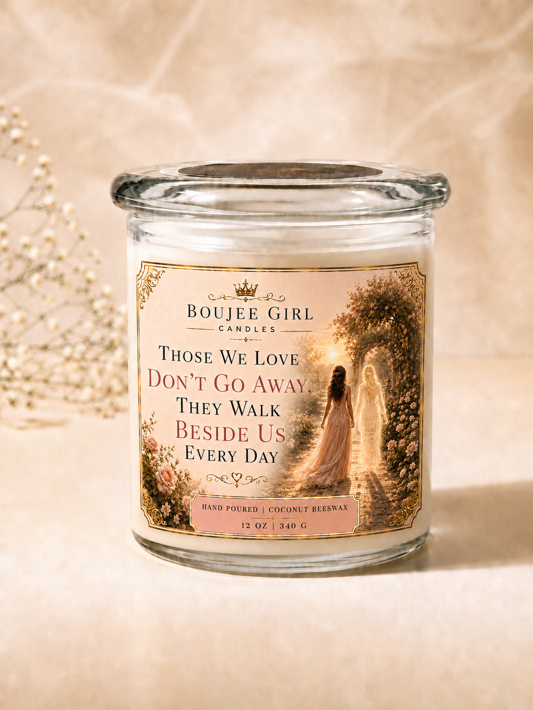Those We Love Don’t Go Away Sympathy Candle | 12 oz Coconut + Beeswax