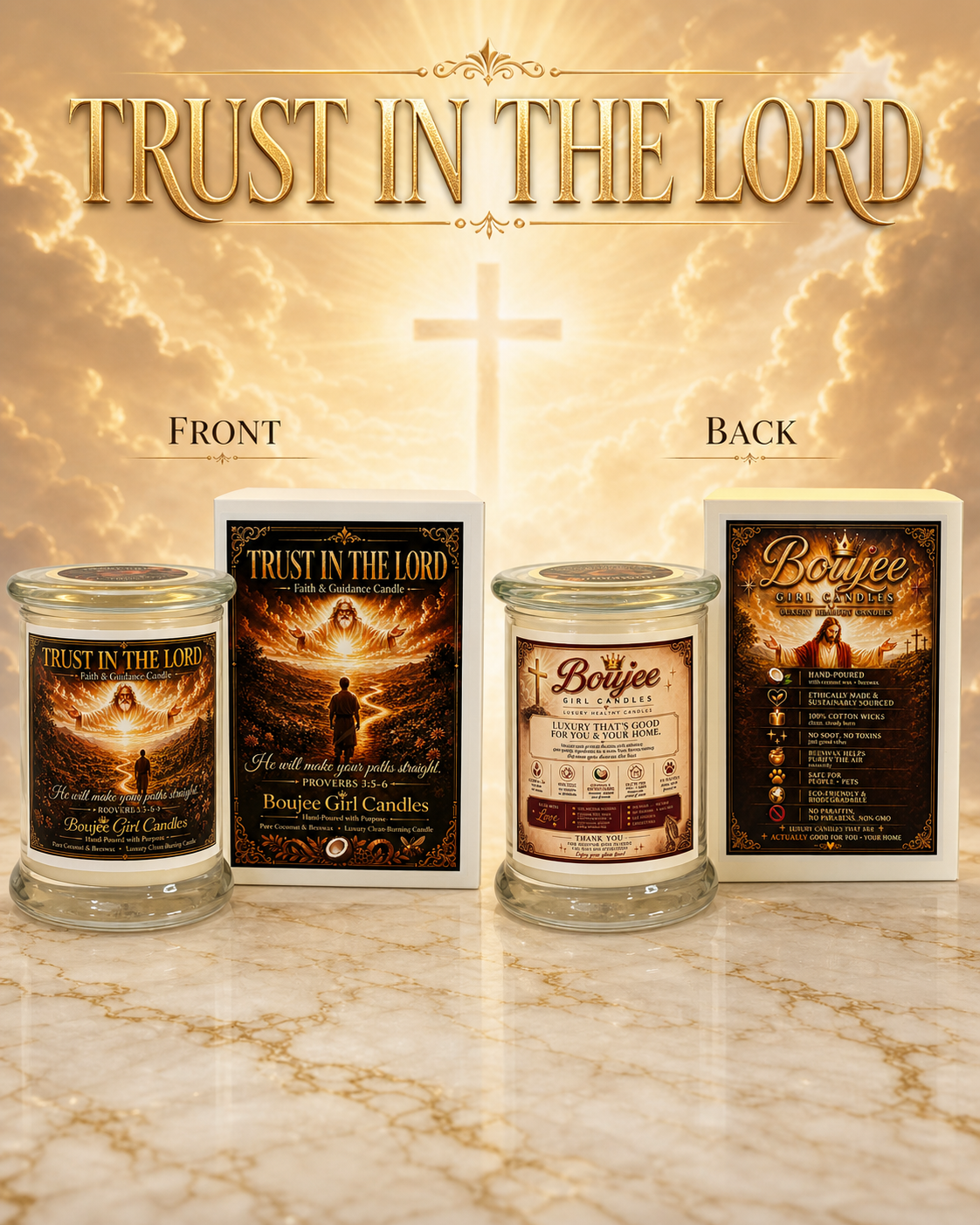Trust in the Lord Proverbs 3:5–6 Candle | 12 oz Coconut + Beeswax