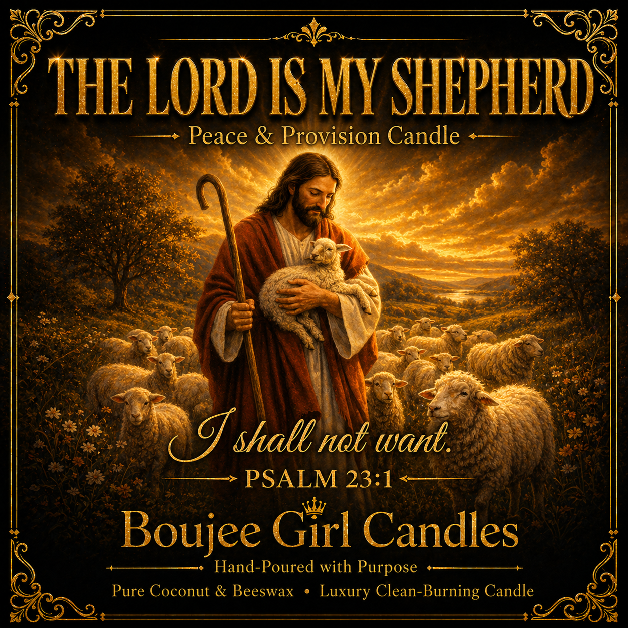 The Lord Is My Shepherd Psalm 23:1 Candle | 12 oz Coconut + Beeswax