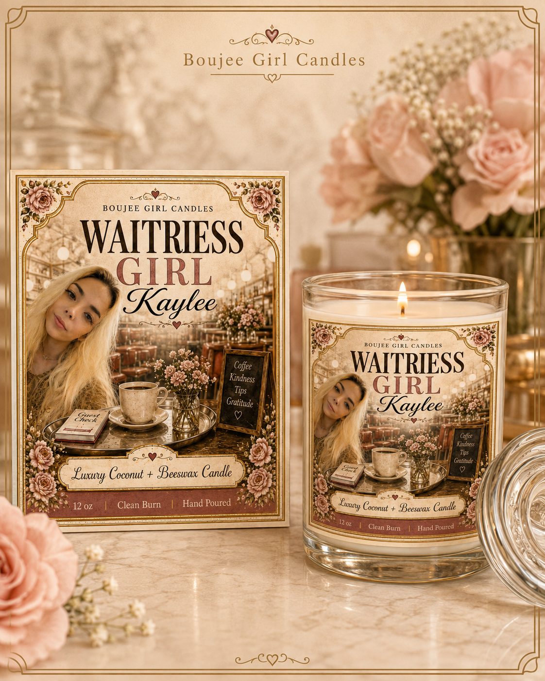 Personalized Photo Candle | Custom Name Candle | Career, Hobby, or Theme Candle Made From Your Headshot | Boujee Girl Candle