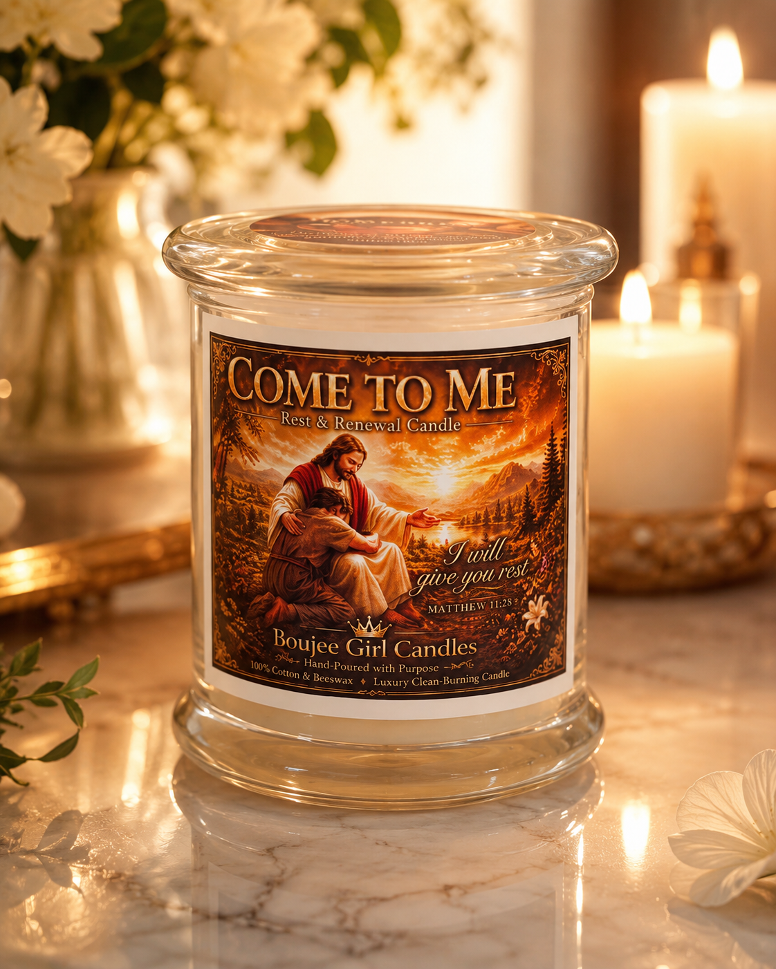 Come to Me Matthew 11:28 Scripture Candle | 12 oz Coconut + Beeswax