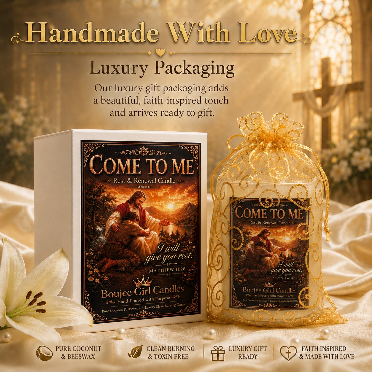 Come to Me Matthew 11:28 Scripture Candle | 12 oz Coconut + Beeswax