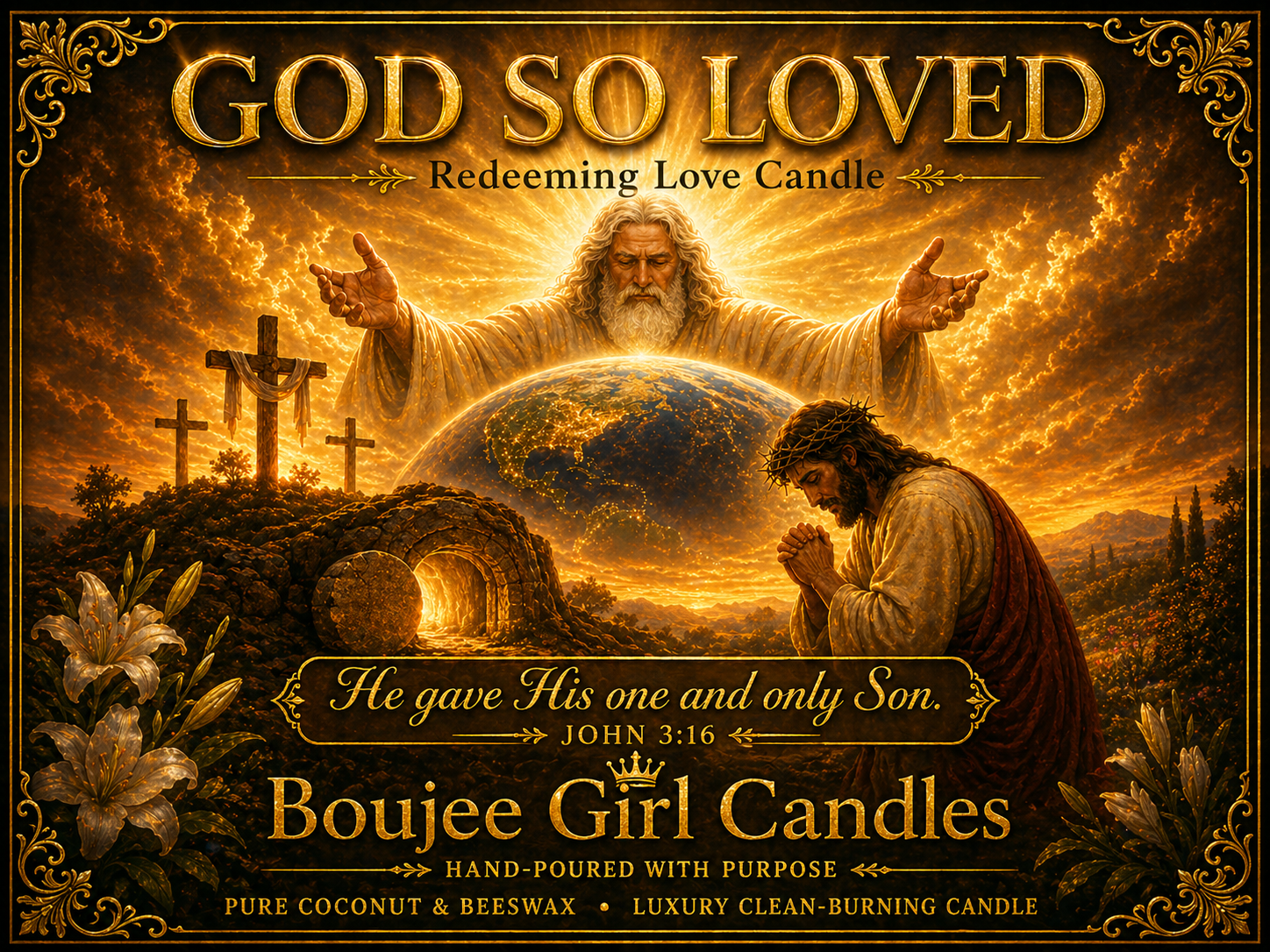 God So Loved John 3:16 Scripture Candle | 12 oz Coconut + Beeswax