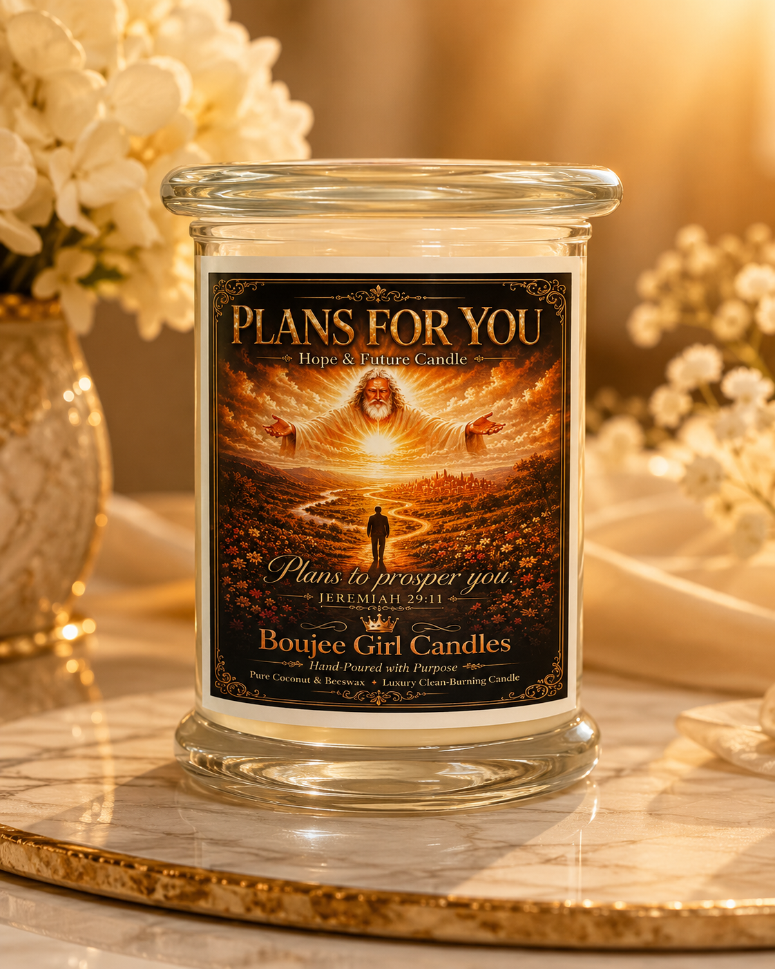 Plans for You Jeremiah 29:11 Scripture Candle | 12 oz Coconut + Beeswax