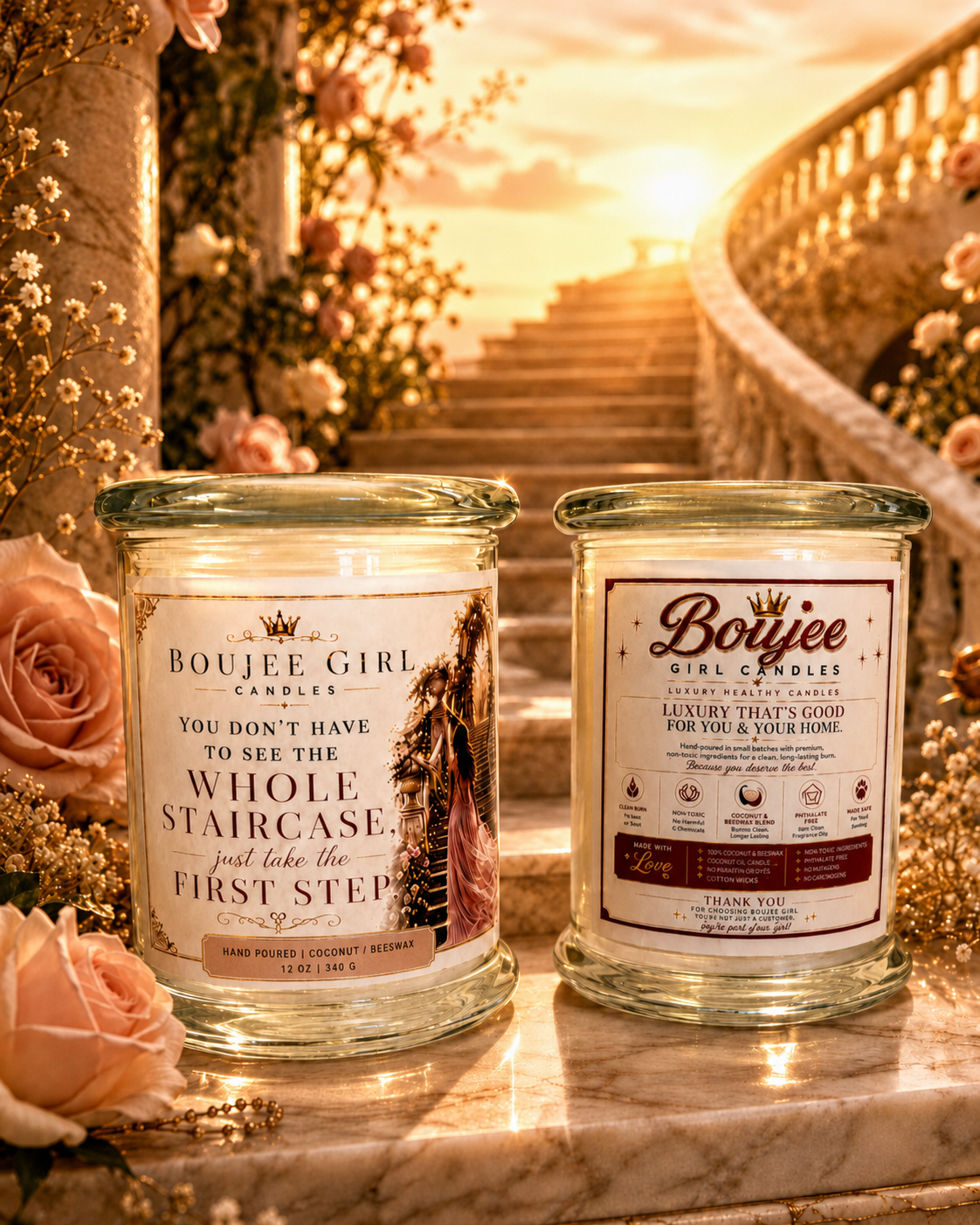 First Step Inspirational Candle | 12 oz Coconut + Beeswax