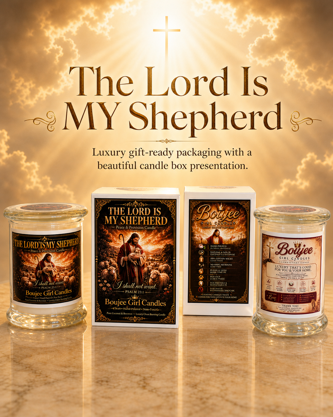 The Lord Is My Shepherd Psalm 23:1 Candle | 12 oz Coconut + Beeswax