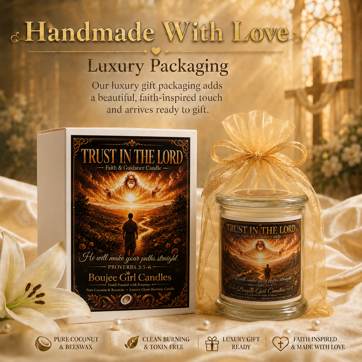Trust in the Lord Proverbs 3:5–6 Candle | 12 oz Coconut + Beeswax