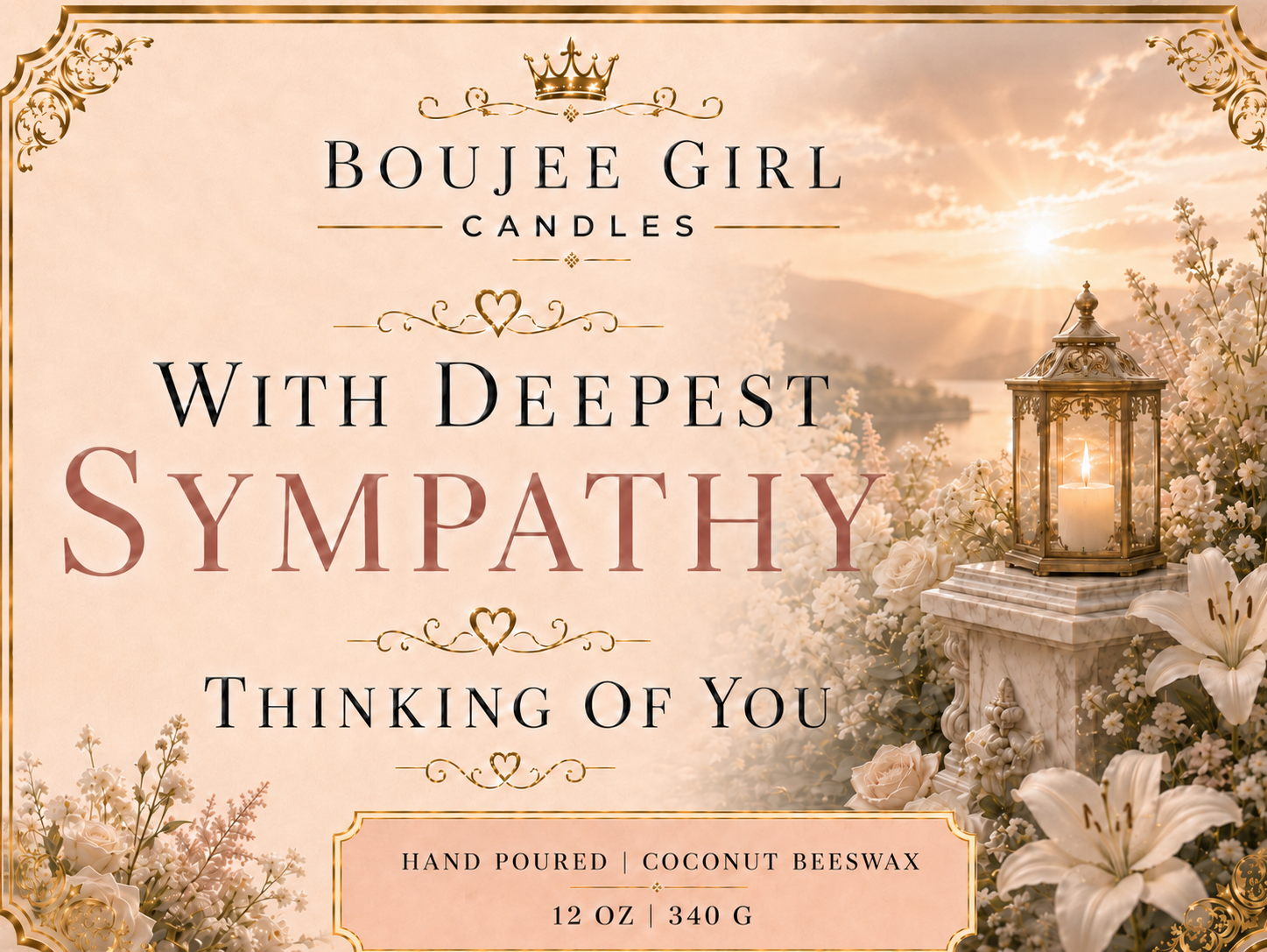 With Deepest Sympathy Memorial Candle | 12 oz Coconut + Beeswax