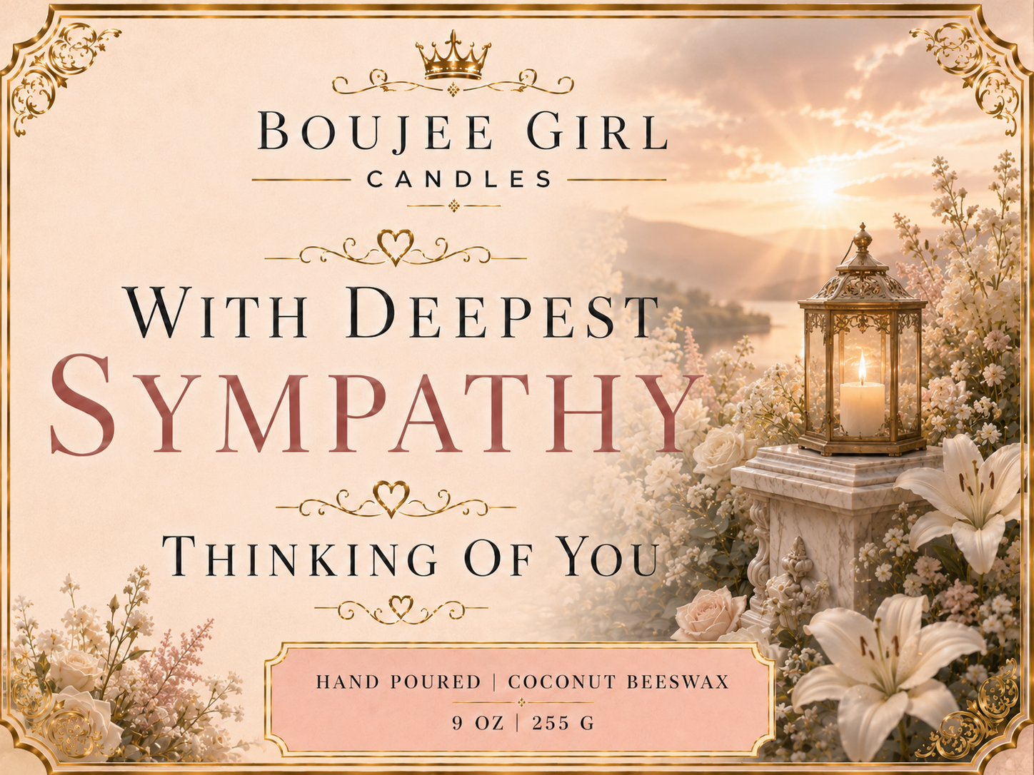 With Deepest Sympathy Memorial Candle | 12 oz Coconut + Beeswax